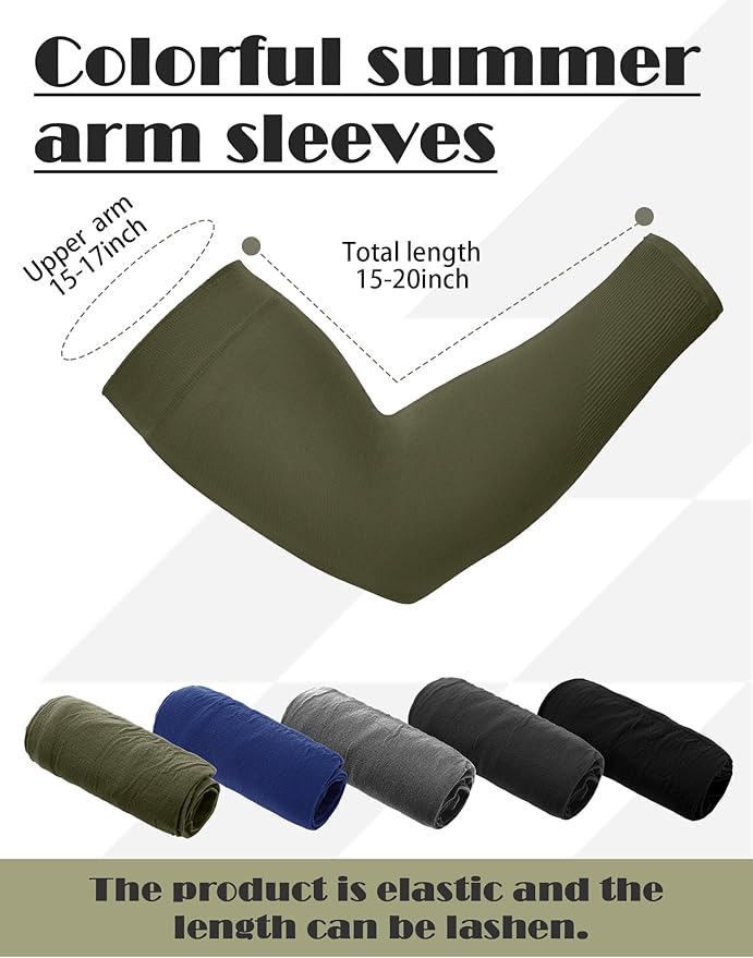 Boao 10 Pairs UV Arm Sleeve for Men Women Cooling Tattoo Cover up Compression Sun Protection Sleeves for Outdoor Activities