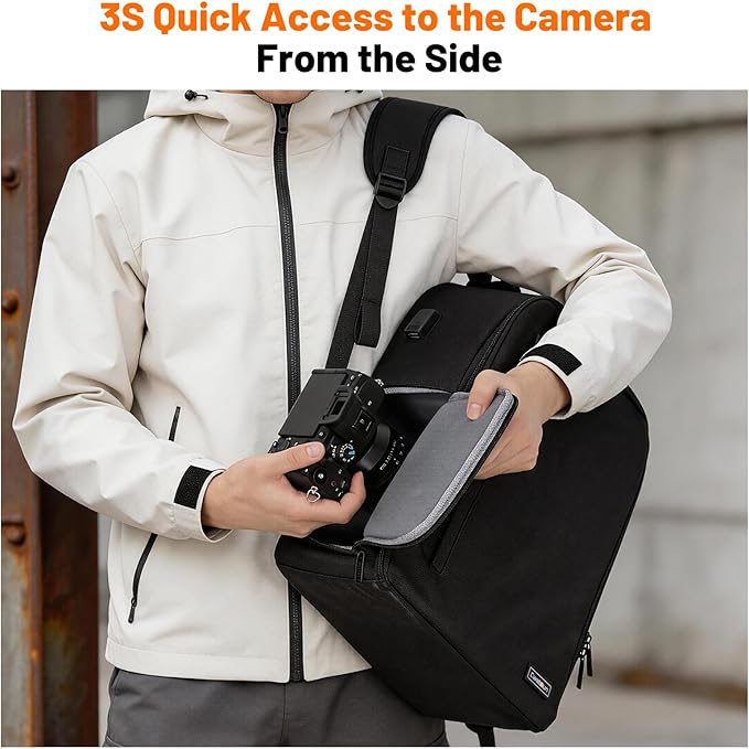 Cwatcun Professional Camera Backpack - Waterproof DSLR/SLR/Mirrorless Camera Case - Compatible with Sony, Canon, Nikon - Large Black