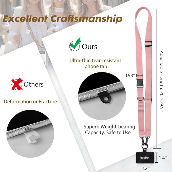 Icycay Phone Lanyard Crossbody, Cell Phone Strap for Around The Neck Adjustable, Cute Lanyard for ID Holder Keys Accessories Travel Essential Women