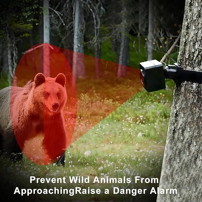 HTZSAFE Portable Outdoor Perimeter Alarm System- 1/4 Mile Waterproof Wireless Motion Sensor&Detector- Personal Security for Wildlife&Stranger Alert(Camping,Hiking,Hunting,Fishing)
