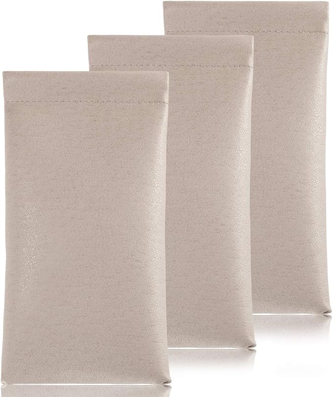 TRIUMPH VISION Squeeze Leather Sunglasses Pouch - 3 Pack Glasses Case Soft Eyeglass Sleeve Pouch Holder