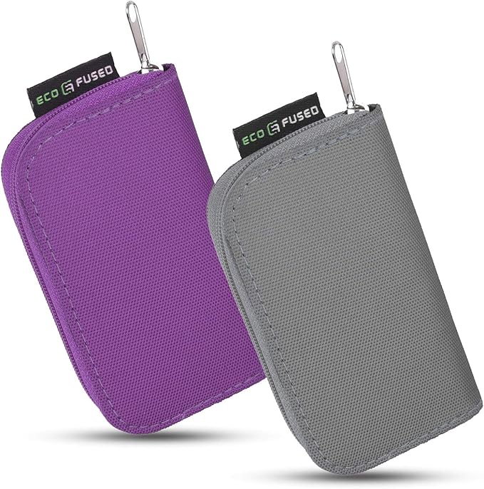 Eco-Fused Memory Card Case - Fits up to 22x SD, SDHC, Micro SD, Mini SD and 4X CF - Holder with 22 Slots (Purple & Grey / 22 Slots - 2 Pack)