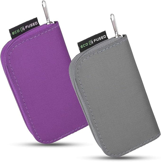 Eco-Fused Memory Card Case - Fits up to 22x SD, SDHC, Micro SD, Mini SD and 4X CF - Holder with 22 Slots (Purple & Grey / 22 Slots - 2 Pack)