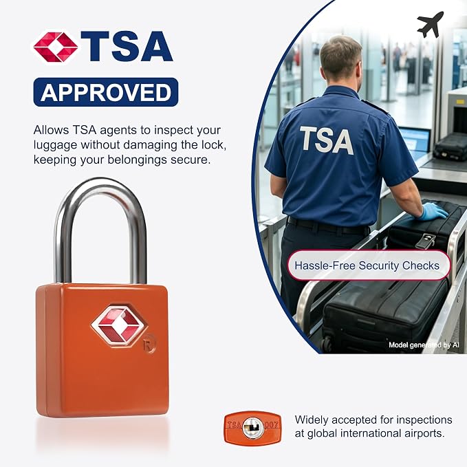 Luggage Locks TSA Approved 4 Pack, Small Lock with Key for Suitcase, Backpack, Bag Zipper, Travel Case, TSA Approved Small Padlock for Luggage, Travel Accessories, Mini Locker, Tool Box