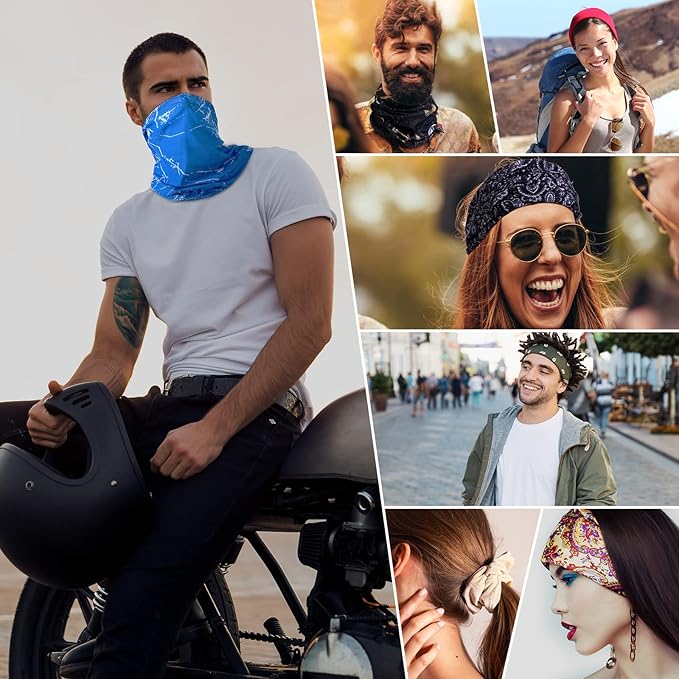 Tarpop 12/30 Pcs Neck Gaiters Scarf Elastic Wrap Headband Sweat Absorbing Bandana for Women Men Sports Yoga Running