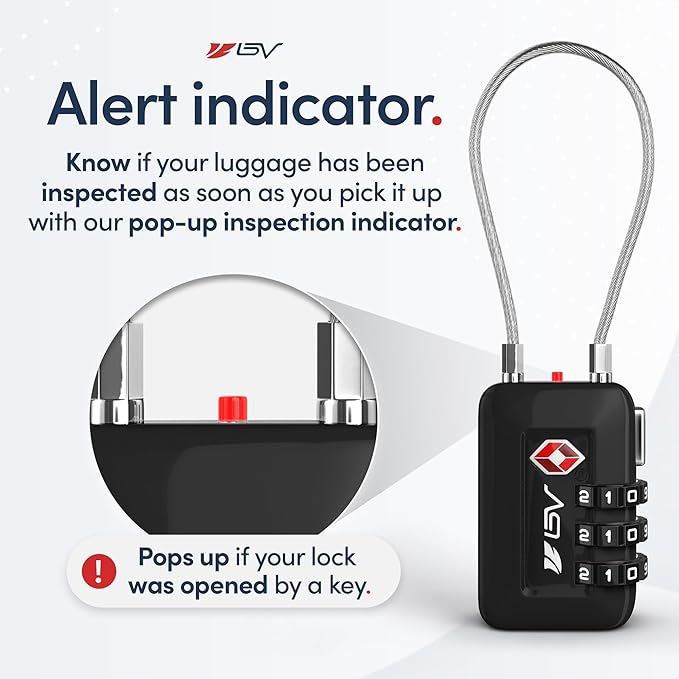 TSA Accepted Luggage Travel Lock, Set-Your-Own Combination Lock for School Gym Locker, Luggage Suitcase Baggage Locks, Filing Cabinets, Toolbox, Case (Black, 4 Pack)