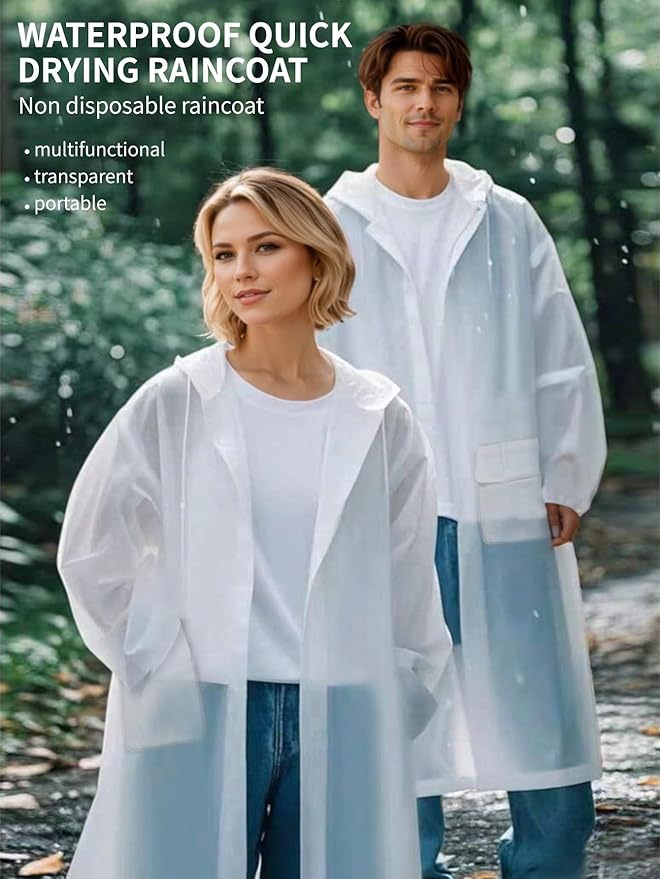 Besshopie EVA Raincoat Waterproof Rain Poncho Reusable Unisex Men Women Long Clear Rain Wear
