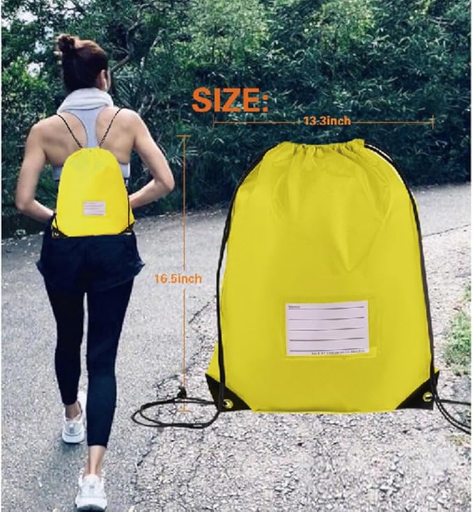 CODOBON 40 Pcs Drawstring Bags,Bulk Draw String Backpack, DIY Gym Sports Cinch Bag Sackpack for Women Men, Yellow