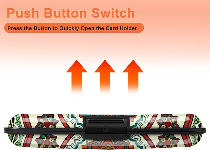 Mayski 2 Pack Credit Card Holder for Women, RFID Blocking, Red Mandala Aluminum Alloy Hard Case, Small Mini Business Metal Wallet for Men