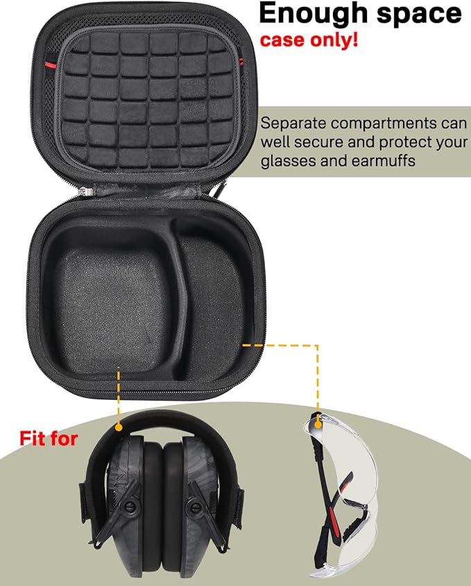 RAIACE Hard Travel Carrying Case for Walker's Razor Slim Passive Earmuffs Ultra Low Profile 27dB NRR. (Case Only!)-Black