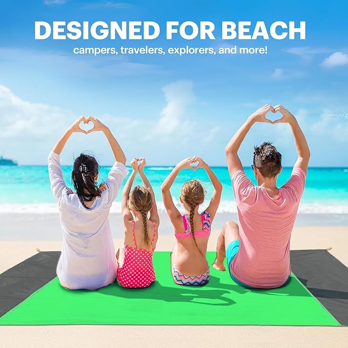EASYFUN Beach Blanket Sandproof Oversized, 79''×83'' Extra Large Beach Mat, Portable Picnic Mat for Travel Camping Hiking, Lightweight Beach Essentials Family Water Resistant Mat