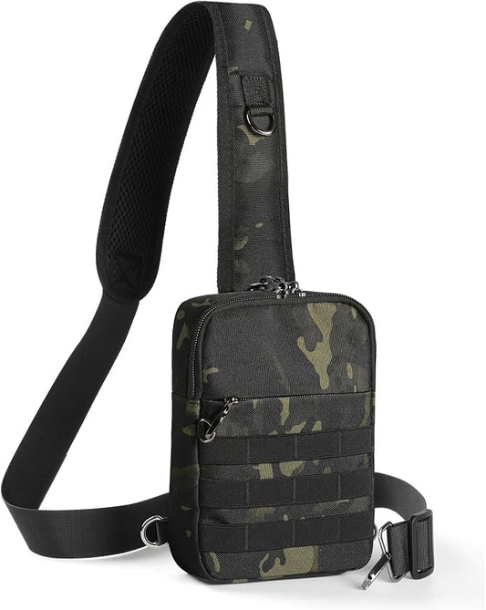 Sling Bag, Tactical Anti Theft Crossbody Bag with Zipper Lock RFID EDC Small Chest Bags for Men Women(Camouflage)