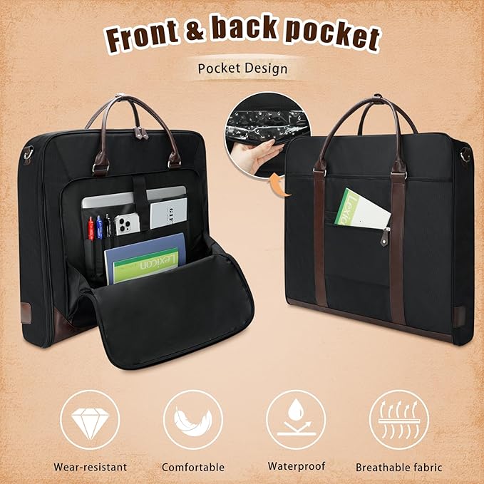 Noozion Garment Bag for Travel, Large Carry On Suit Bag for Business Up to 4 Suits, Wrinkle Free Garment Bag for Hanging Clothes with Shoulder Strap, Laptop Compartment, and Wet-Dry Pocket