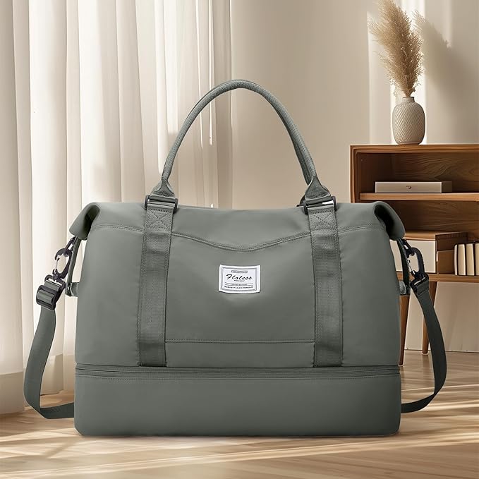 Travel Duffel Bag with Shoes Compartment, Overnight Weekender Bags for Women,Carry on Personal Item Bag,Medium Size