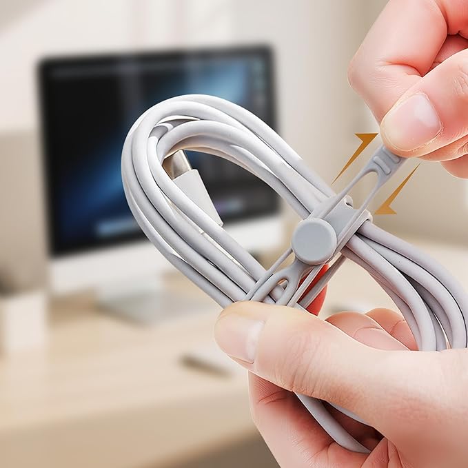 10 Pcs Silicone Cable Ties, Reusable Data Cable Organizer Wire Organizers for Office, Multipurpose Elastic Cord Wraps Cable Management for Charging Cord,Appliances,Home,Office,Kitchen,School,Travel