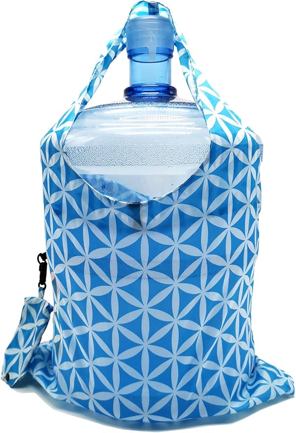 HOLYLUCK Reusable Grocery Bags,Heavy Duty Foldable Shopping Tote Bag (Standard, 3 Blue Geometric Flowers)