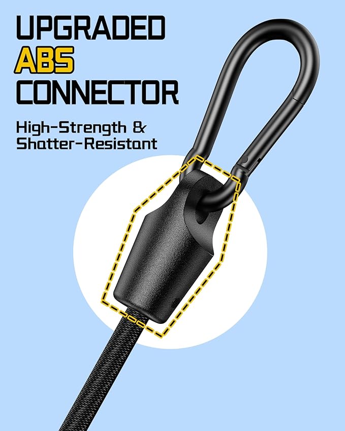 8 Pcs 18 Inch Adjustable Carabiner Bungee Cords with Hooks, Easy to Adjust from 7" to 18", Black Bungee Straps with UV-Resistance & Superior Elasticity for Cargo, Bike, Luggage, Carts, Truck, etc