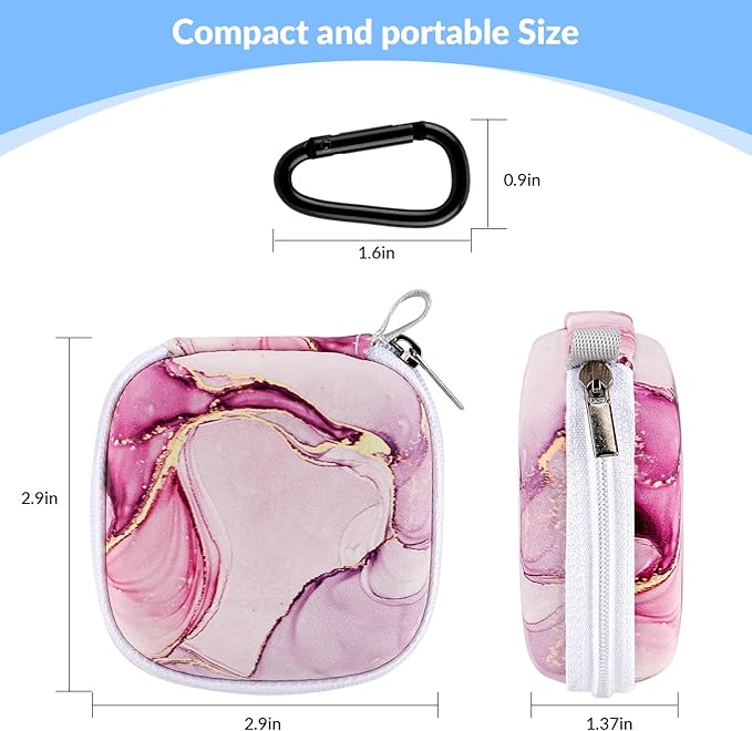 Earbud Case, Personalised Patterned Portable EVA Headphone case Cell Phone Accessories Organizer with Carabiner for Wired/Wireless Earphone, Earbud, Earpieces, SD Memory Card, Camera Chips