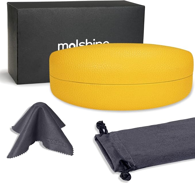 molshine Hard Shell Sunglasses Case,Classic Large Glasses Case for Sunglass,Eyeglasses with Cleaning Cloth,Pouch