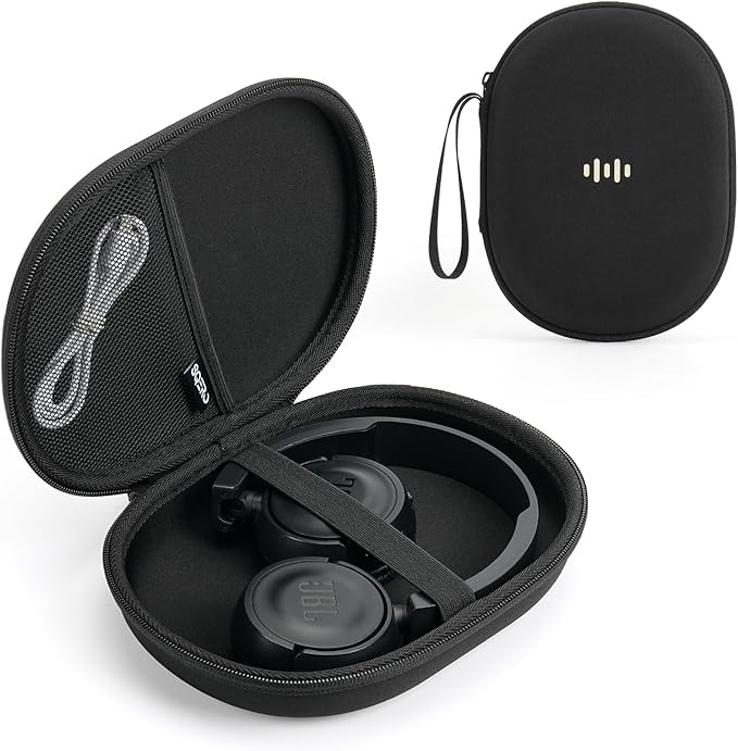 Headphone Case Hard Shell for JBL Tune 520BT/510BT/500BT/720BT/Bose/Soundcore Anker/BERIBES/KVIDIO/TOZO/JLab, Ultra-Slim Over-Ear Headset Universal Portable Travel Organizer Bag (Black)