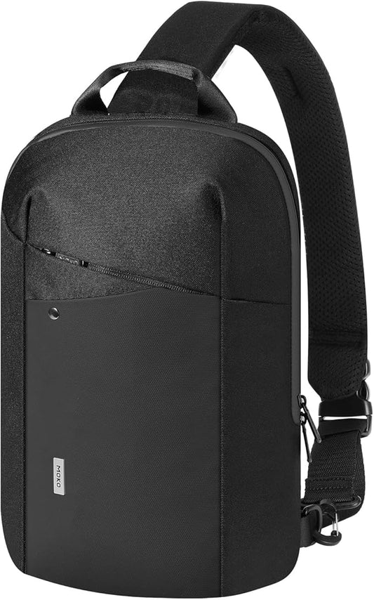 MoKo Compact EDC Sling Bag for New 13-inch iPad Pro M4/Air M2, Minimalist Chest Shoulder Crossbody Bag for Men Women Daily Use, Single Strap Daypack for New 13" MacBook Air/14 MacBook Pro, Black