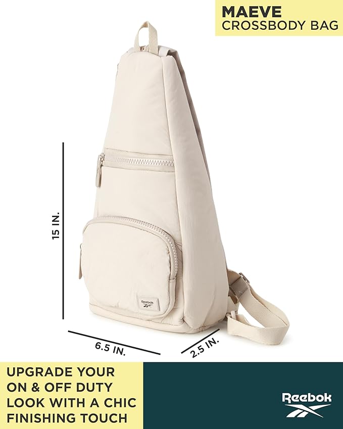 Reebok Unisex Crossbody Bag - Convertible Compact Durable Cross Body Bag for Women and Men - Gym and Travel Essentials, Size One Size, Maeves Stucco