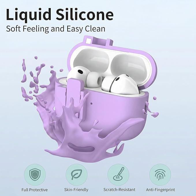 R-fun for AirPods Pro 3 Case with Cleaning Kit, Soft Liquid Silicone Rubber Protective Cover, Compatible with AirPods Pro 3rd Generation Case (2025), Compatible with MagSafe, Banana Purple