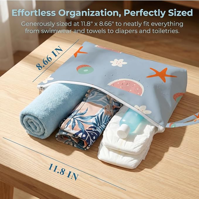 Fokongna Waterproof Reusable 4 Pack Wet Bag, Zipper Sealed Dry Wet Storage Pouch for Pool Beach Vacation Gym Workout Cosmetic Travel Toiletry Bag