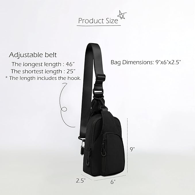 ODODOS Sling Bag with Adjustable Straps Crossbody Chest Bag Lightweight Backpack for Casual Traveling Hiking
