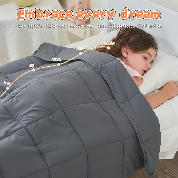 Weighted Blanket Kids 5lbs, 36"x48", Cooling Heavy Throw Blanket for 40-60lbs, Microfiber Soft Thick Big Blankets Weighted Comforter Breathable Gift, Grey