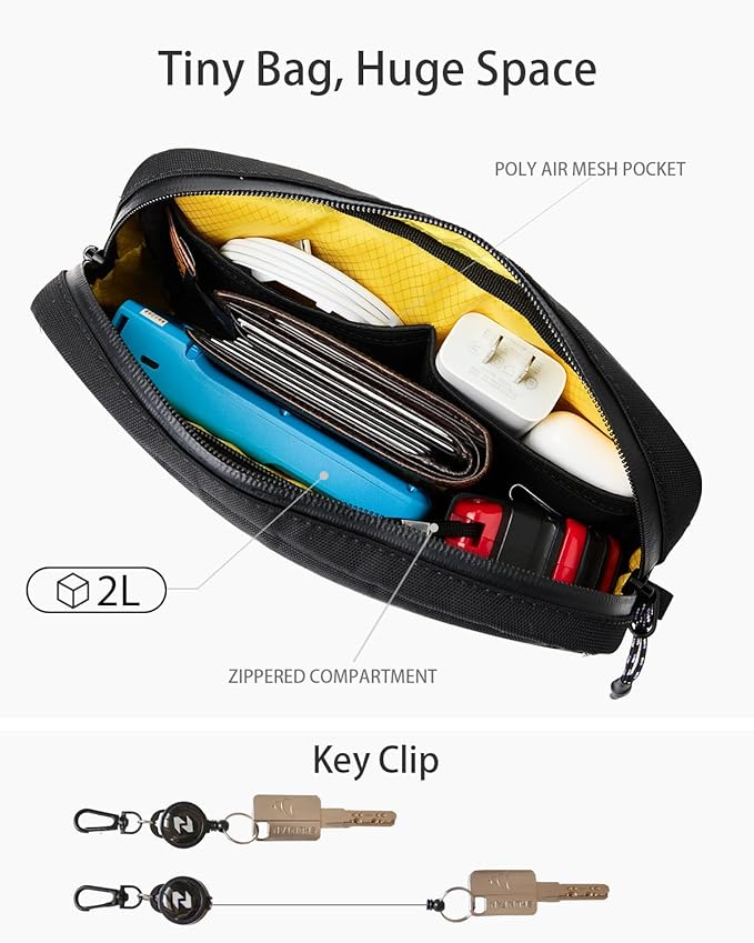 2L Sling Bag for Men & Women - Anti-Theft RFID Blocking Fanny Pack with Lockable Zippers, Water Resistant Lightweight Crossbody Bag for Travel Hiking Running Gym Walking Daily Use(Black)