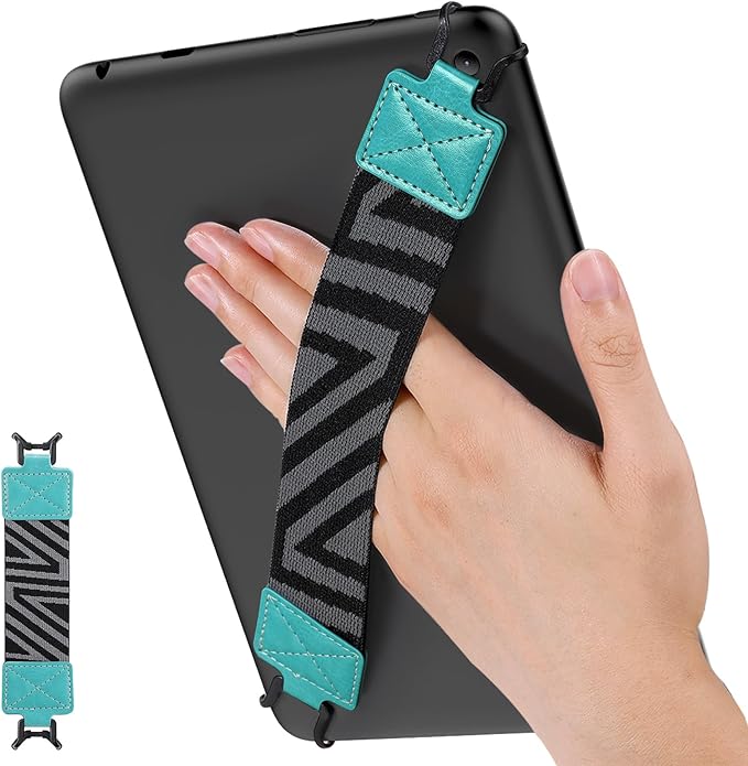 MoKo Security Hand-Strap for 9-11 Inch Tablet - iPad/Kindle Fire HD/Samsung/Lenovo, High-Elasticity Versatile Hand Strap Lightweight Finger Grip Holder, Turquoise