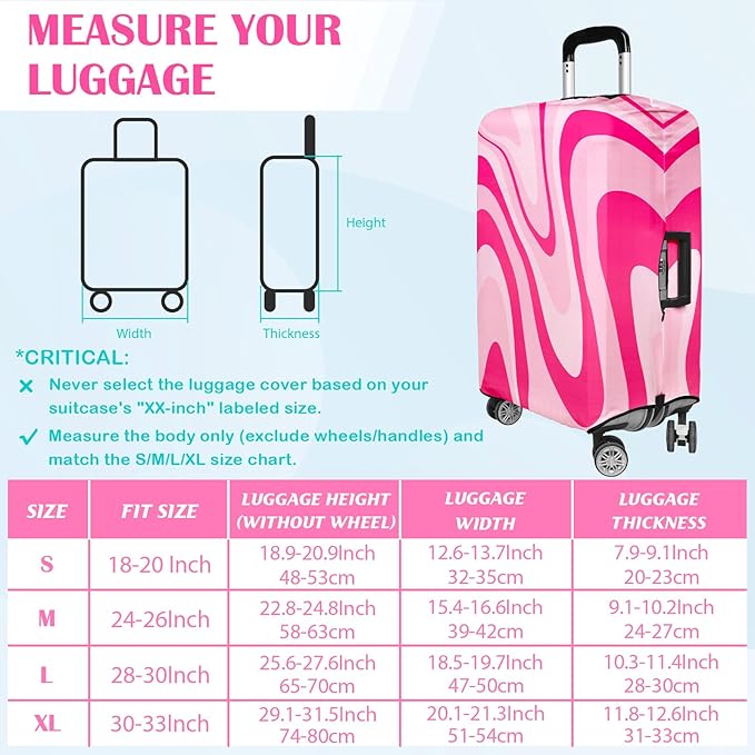 Luggage Covers for Suitcase Elastic Suitcase Covers Luggage Protector Anti-scratch Fits 24-26 Inch Pink