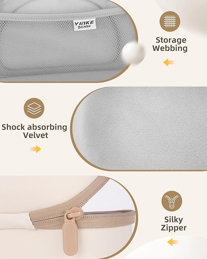 Hard Case for Beats Solo 4/Solo 3/Studio Pro/Studio3 On-Ear Headphones, Universal Portable Travel Organizer Bag with Honeycomb Lid Protection (Beige)