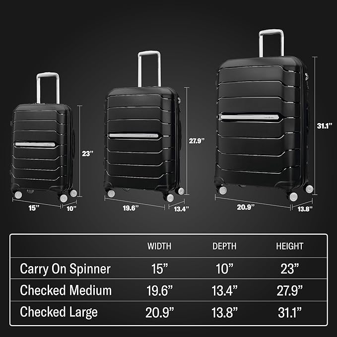 Samsonite Freeform Large Checked Luggage with Dual 360° Spinner Wheels - TSA Lock, Airline-Approved - Lightweight Durable Polypropylene Expandable Hardshell - Black