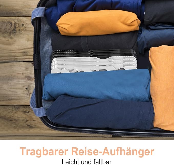 Premium Travel Hangers, Portable Folding Clothes Hangers, Super Bearing Collapsible Hanger Foldable Clothes Drying Rack for Travel, Indoor and Outdoor Use(3 White + 3 Black)