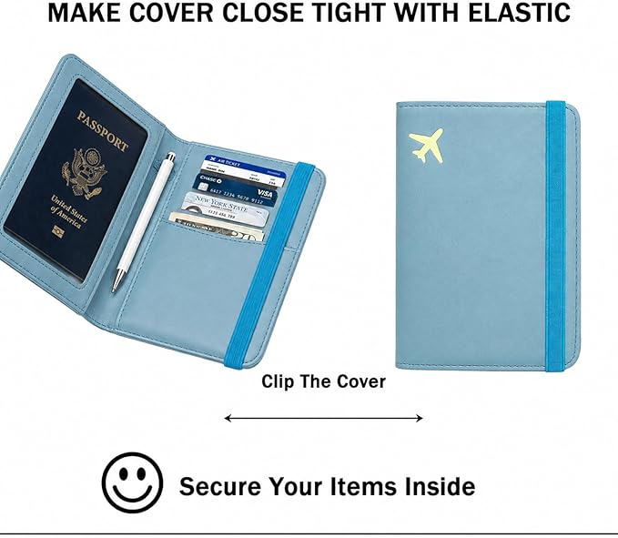 ZOPPEN Passport Holder Wallet, Passport Cover Travel Wallet Women Travel Essentials Accessories Document Organizer Travel Must Haves Rfid Blocking Cover Case for Women and Men, Blue