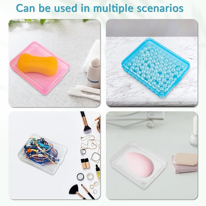 6 Pcs Mini Transparent Plastic Storage Containers Box Portable Travel Cotton Pad Holder Small Cosmetic Pad Cotton Ball Holder Dispenser for Cotton Rounds, Swabs, Floss (3 Colors)
