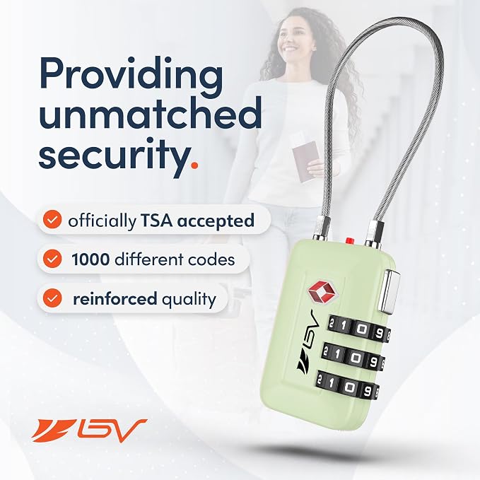 TSA Accepted Luggage Travel Lock, Set-Your-Own Combination Lock for School Gym Locker, Luggage Suitcase Baggage Locks, Filing Cabinets, Toolbox, Case (Mint Green, 1 Pack)