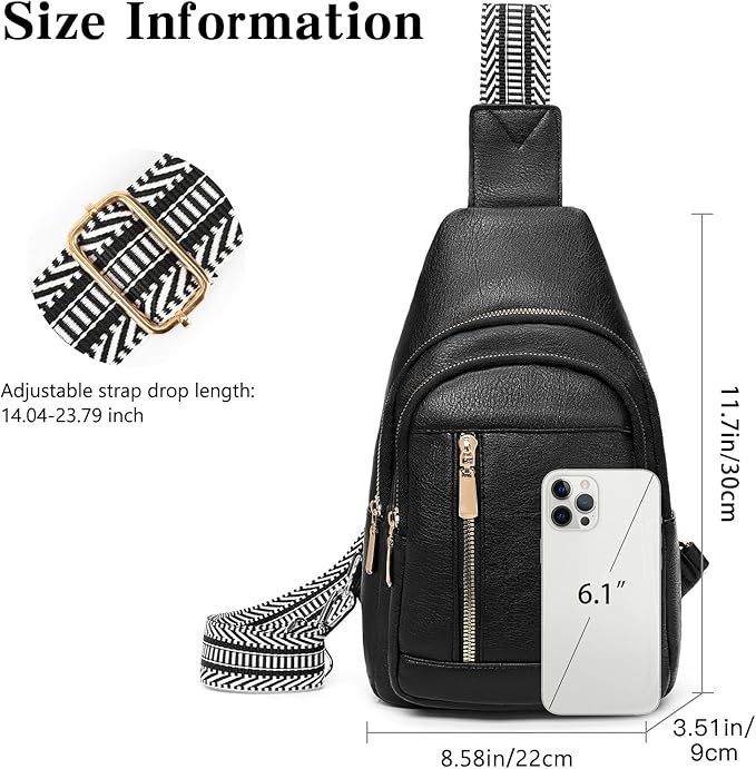 GAEKEAO Sling Bag for Women Crossbody Bags Vegan Leather Fanny Pack Chest Trendy Shoulder Bag for Travel Everyday Vacation