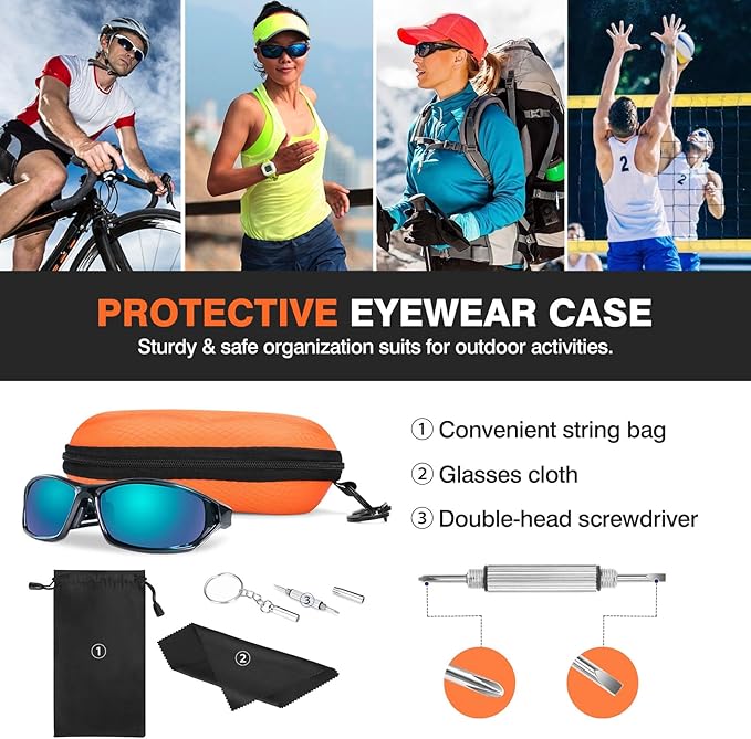 MoKo Semi Hard Shell Sunglasses Case, Unisex Protective Eyeglass Case Glasses Case Holder with Metal Hanging Hook