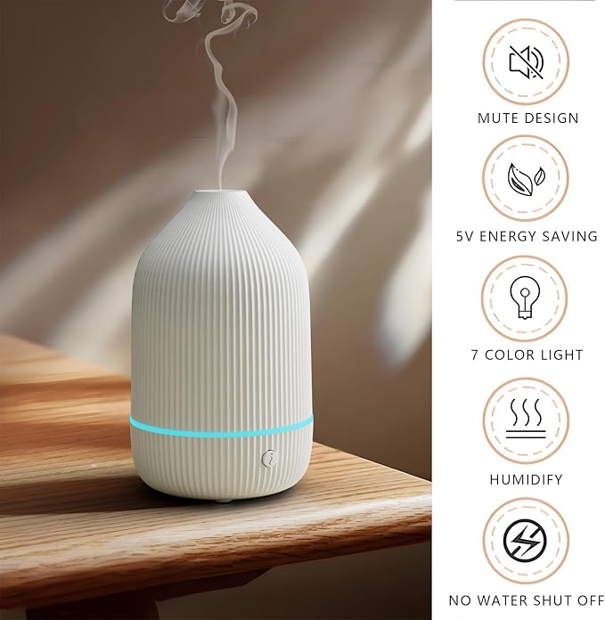 Diffuser,USB Plug-in Car Portable Aromatherapy Diffuser,Essential Oils for Diffusers with 7 Colors Lights 2 Switch Mode Waterless Auto Off for Car Home Office Room (USB Power)