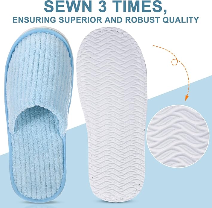 Panitay 20 Pairs Reusable Spa Slippers for Guests Washable House Slippers with Triple Layer Coral Fleece for Home Indoor Hotel Travel, Closed Toe