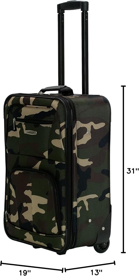 Rockland Fashion Softside 4 Piece Luggage Set, Expandable, (14" Tote/19"/24"/28"), Camo