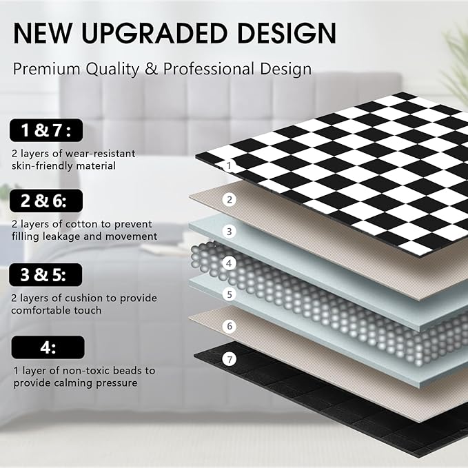 Black Checkered Weighted Blanket for Adults 20lbs, 48"x72", Twin Full Size Cooling Plaid Heavy Throw Blanket for 180-220lbs, Microfiber Soft Thick Big Blankets Weighted Comforter Gifts for Sleeping