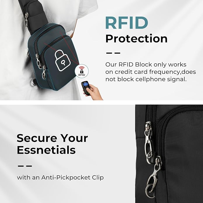 BROADREAM Sling Bag, Crossbody Bag with Anti-Theft Lock Zipper, RFID Blocking & Water Resistant for Travel Work Sport