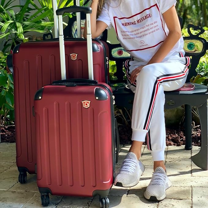 DUKAP INTELY Hardside Luggage Set with Spinner Wheel | Spacious Traveling Suitcase Travel Suitcases with TSA Lock and Ergonomic GEL Handle | 2 Piece Set (20"/28") | Red
