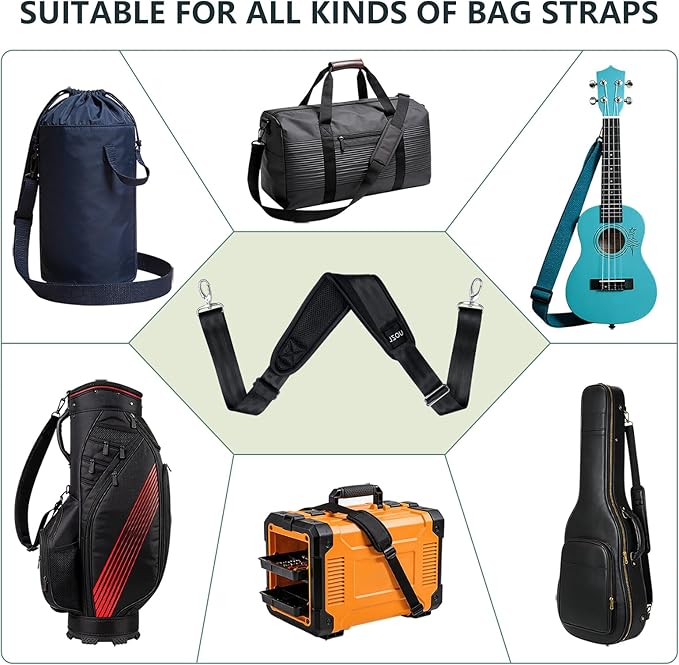 67 Inch Shoulder Straps, Soft with Ultra-Thick Fixed Shoulder Pad, Two Way Independently Adjustable Buckle Replacement Straps for Laptop Bag Messenger Bag Tool Bag Luggage,Black