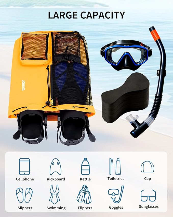 WANDF Swim Bag Mesh Drawstring Backpack with Wet Pocket for Swimming, Gym, and Workout Gear