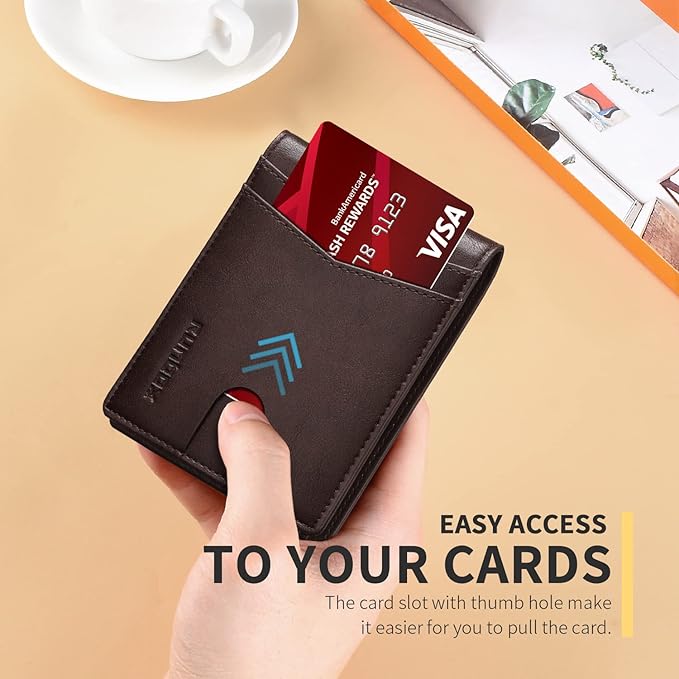 RUNBOX Wallet for Men -Slim Rfid Leather Mens Bifold Novelty Wallets 2 ID Window With Gift Box Men's Accessories | Slim